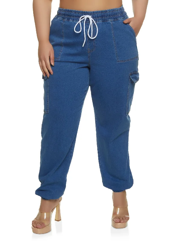 Economical ChoicePlus Size WAX Denim Joggers