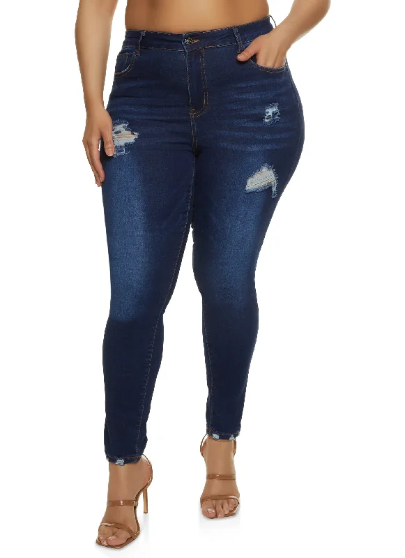 Valentine's Day SalePlus Size WAX High Waisted Distressed Jeans