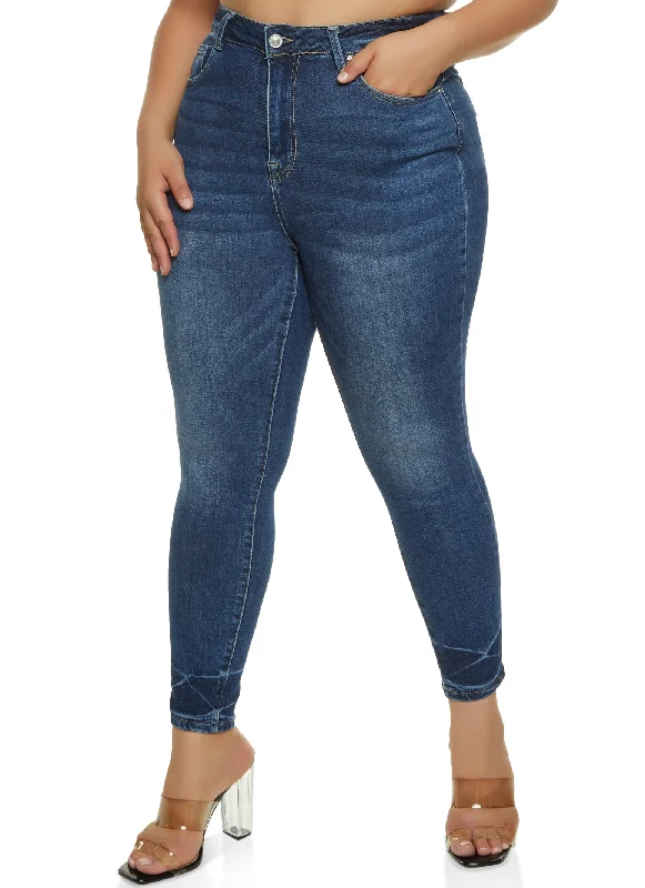 Limited Edition SalePlus Size WAX High Waisted Whiskered Skinny Jeans