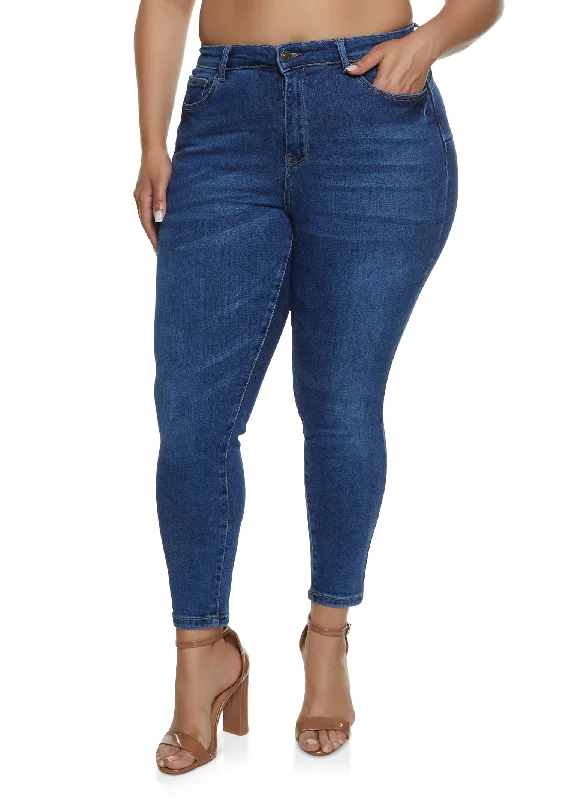 Member's DiscountPlus Size WAX Whiskered High Waist Skinny Jeans
