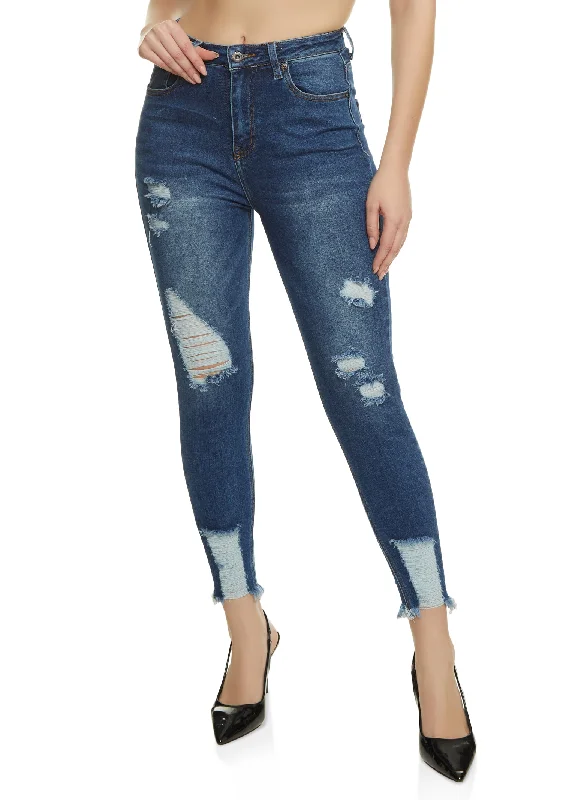 Refer a Friend, Get a DiscountWAX Distressed Frayed Hem Skinny Jeans