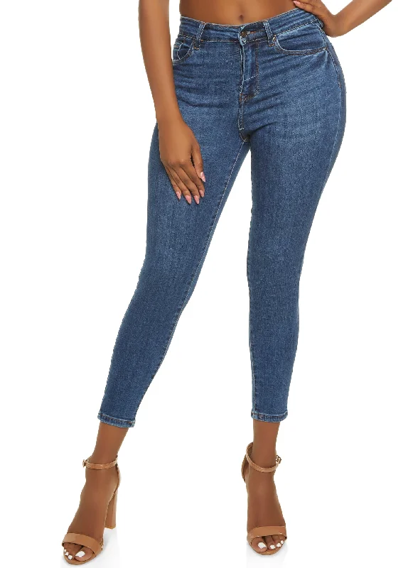 Earn PointsWAX High Rise Solid Cropped Skinny Jeans