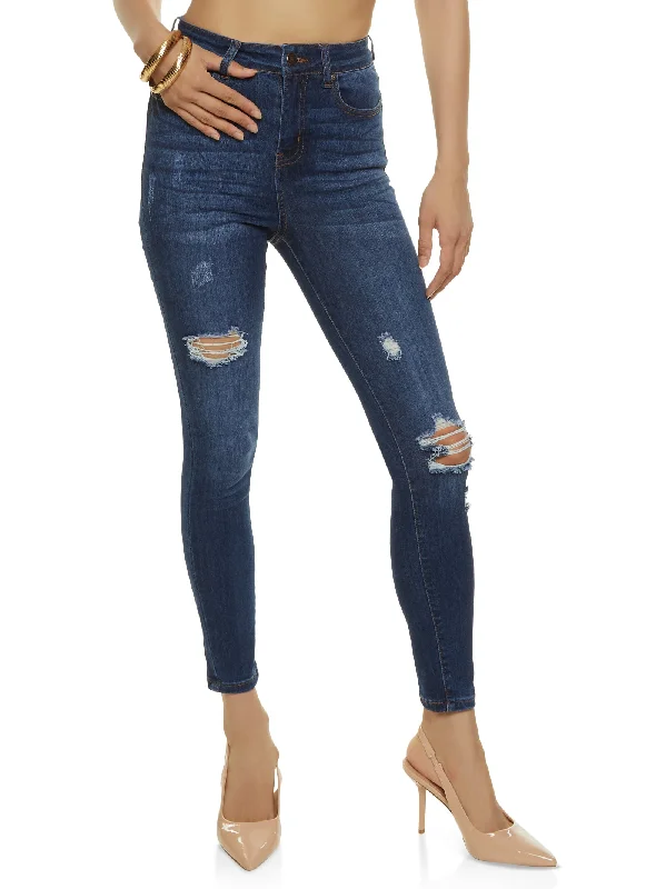 Non - Refundable SaleWAX Stretch Distressed High Rise Jeans