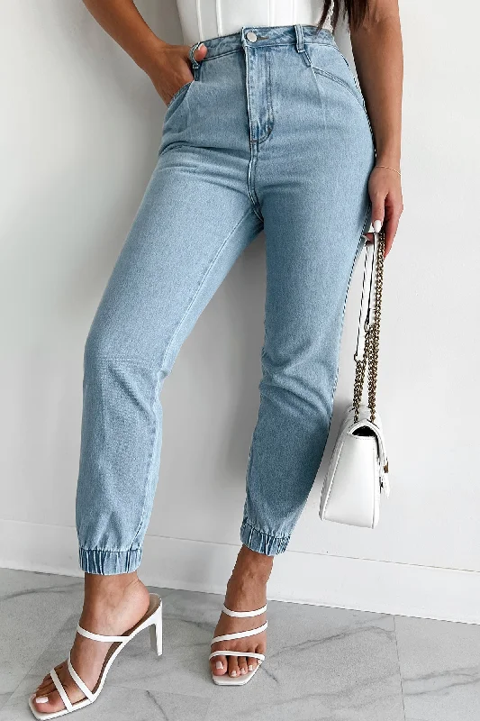 Big SaleEdison Elastic Cuff Jogger Jeans (Light Denim)