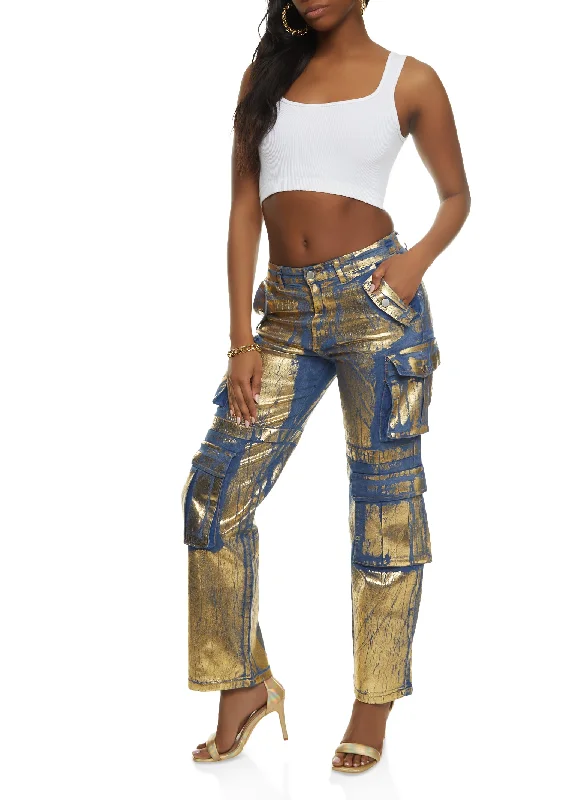 Valentine's Day SaleDaisy Foil Screen Cargo Jeans