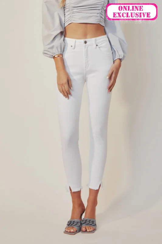 Economical ChoiceHIGH RISE ANKLE SKINNY WHITE JEANS | KANCAN