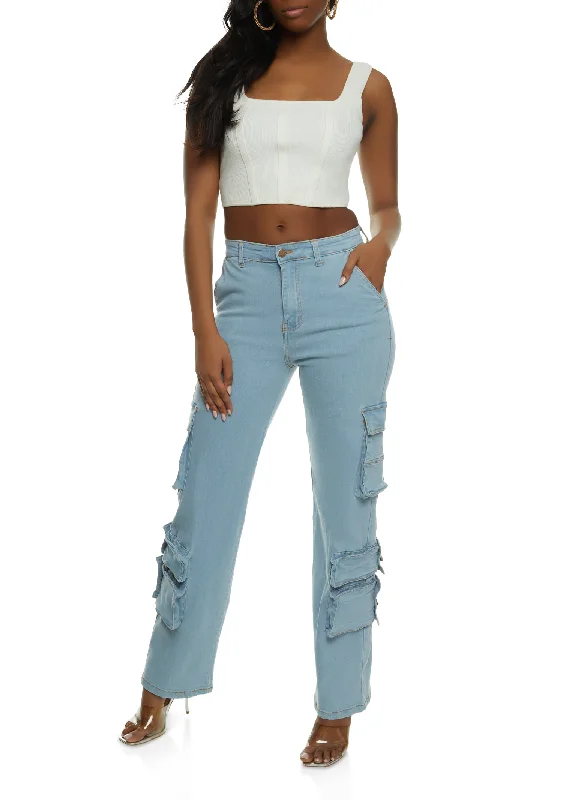 Hidden DiscountDenim Wide Leg Cargo Jeans
