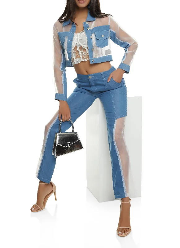 Affordably PricedOrganza Chambray Trim Cropped Shacket