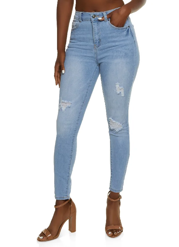 Bargain HuntWAX Distressed High Waist Cropped Skinny Jeans
