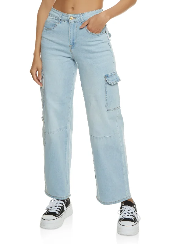 New Year SaleWAX Wide Leg Flap Pocket Cargo Jeans