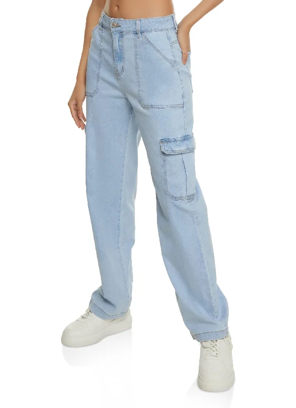 VIP SaleWAX Wide Leg Pocket Detail Cargo Jeans