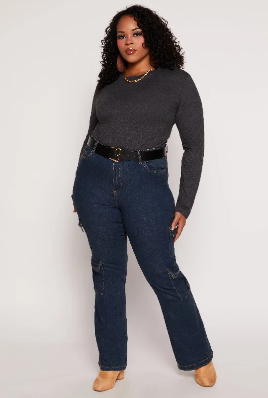 Fall SalePlus Size Almost Famous Cargo Boot Cut Jeans