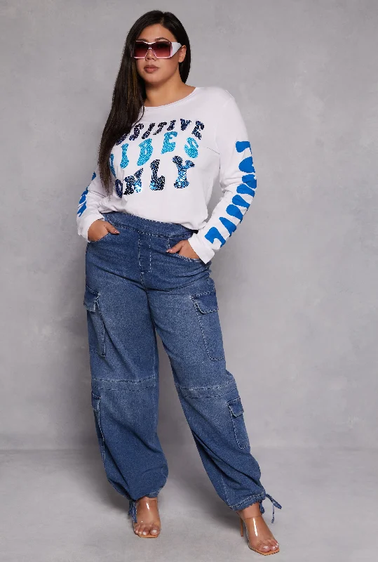 Promotion CodePlus Size Almost Famous Wide Leg Cargo Jeans