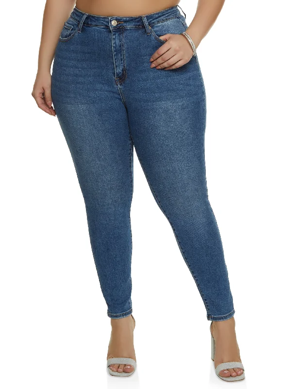 Last Chance SalePlus Size WAX Basic Whiskered Jeans