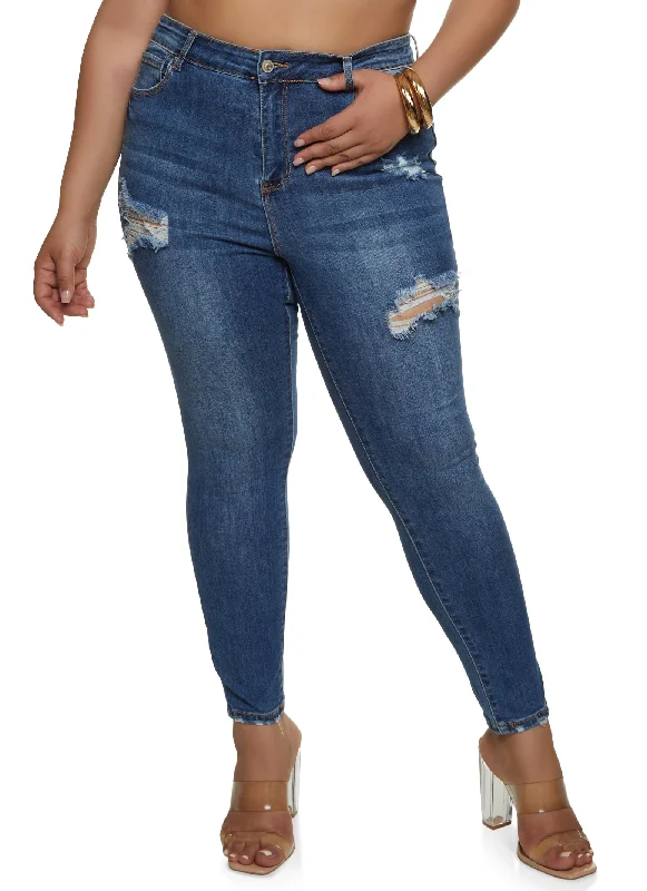 Father's Day SalePlus Size WAX Distressed High Rise Skinny Jeans