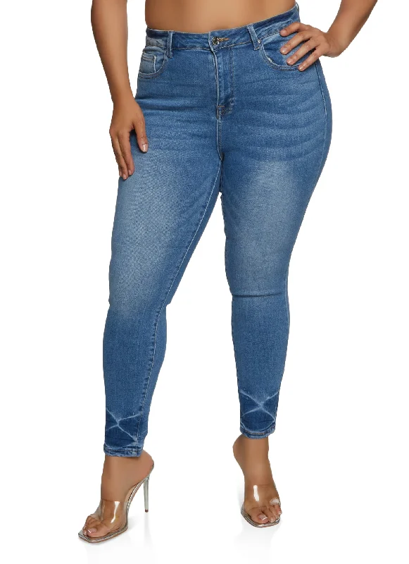 Yellow Tag SalePlus Size WAX High Waisted Whiskered Skinny Jeans
