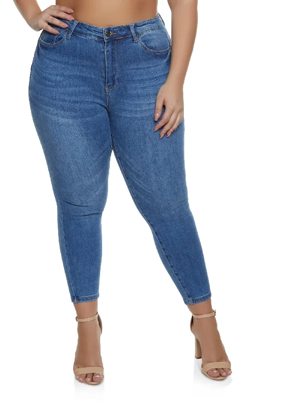 Group Buy DiscountPlus Size WAX Whiskered High Waist Skinny Jeans