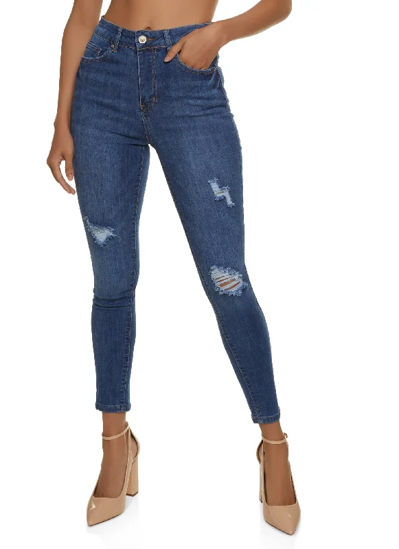 Price SlashWAX Distressed High Waist Cropped Skinny Jeans