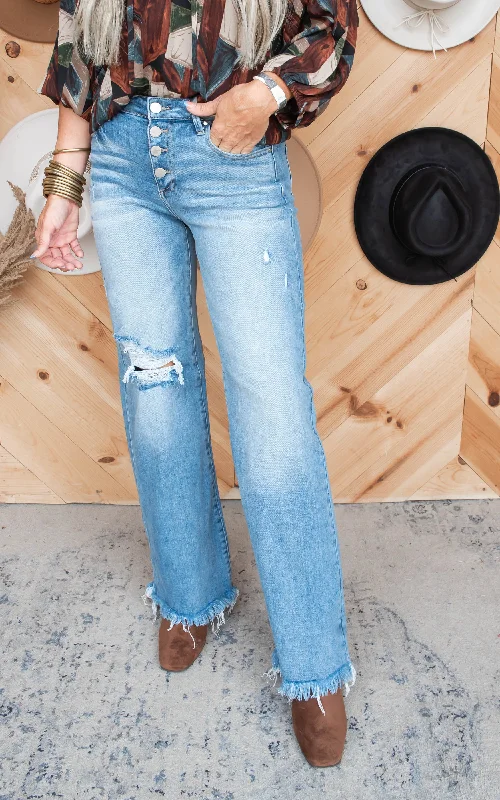 Markdown SaleMid Rise Button Down Wide Leg Denim Jeans | Risen - Final Sale