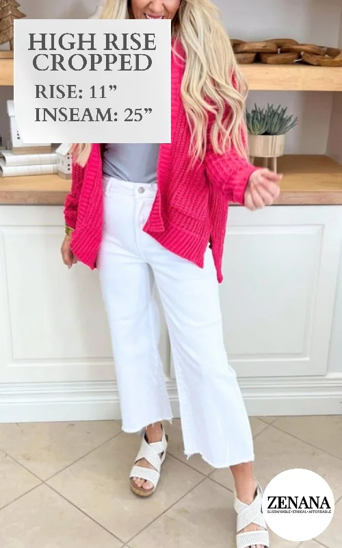 Money - Back GuaranteeWhite Acid Wash Straight Leg Cropped Denim Jeans | Zenana - Final Sale
