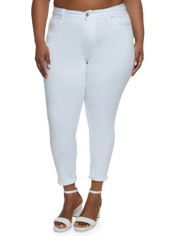 End - of - Season SalePlus Size WAX Basic Rolled Cuff Jeans