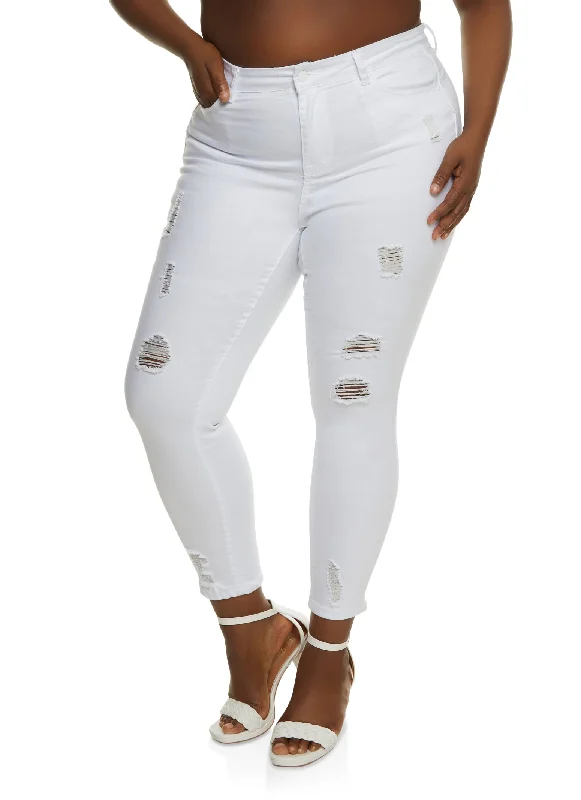 Stock - Up SalePlus Size WAX High Rise Distressed Push Up Skinny Jeans