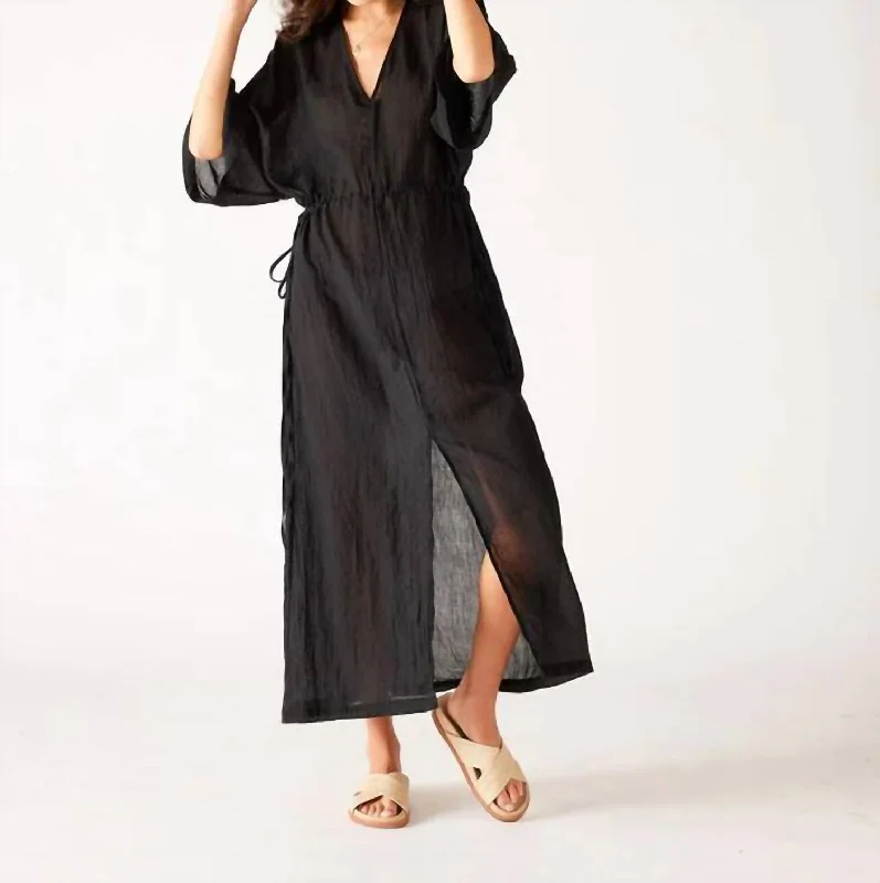 Breezy Kaftan Dress In Black