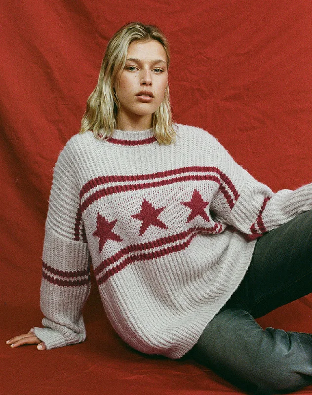 Bundle and SaveLulees Oversized Jumper in Oat with Star Stripe