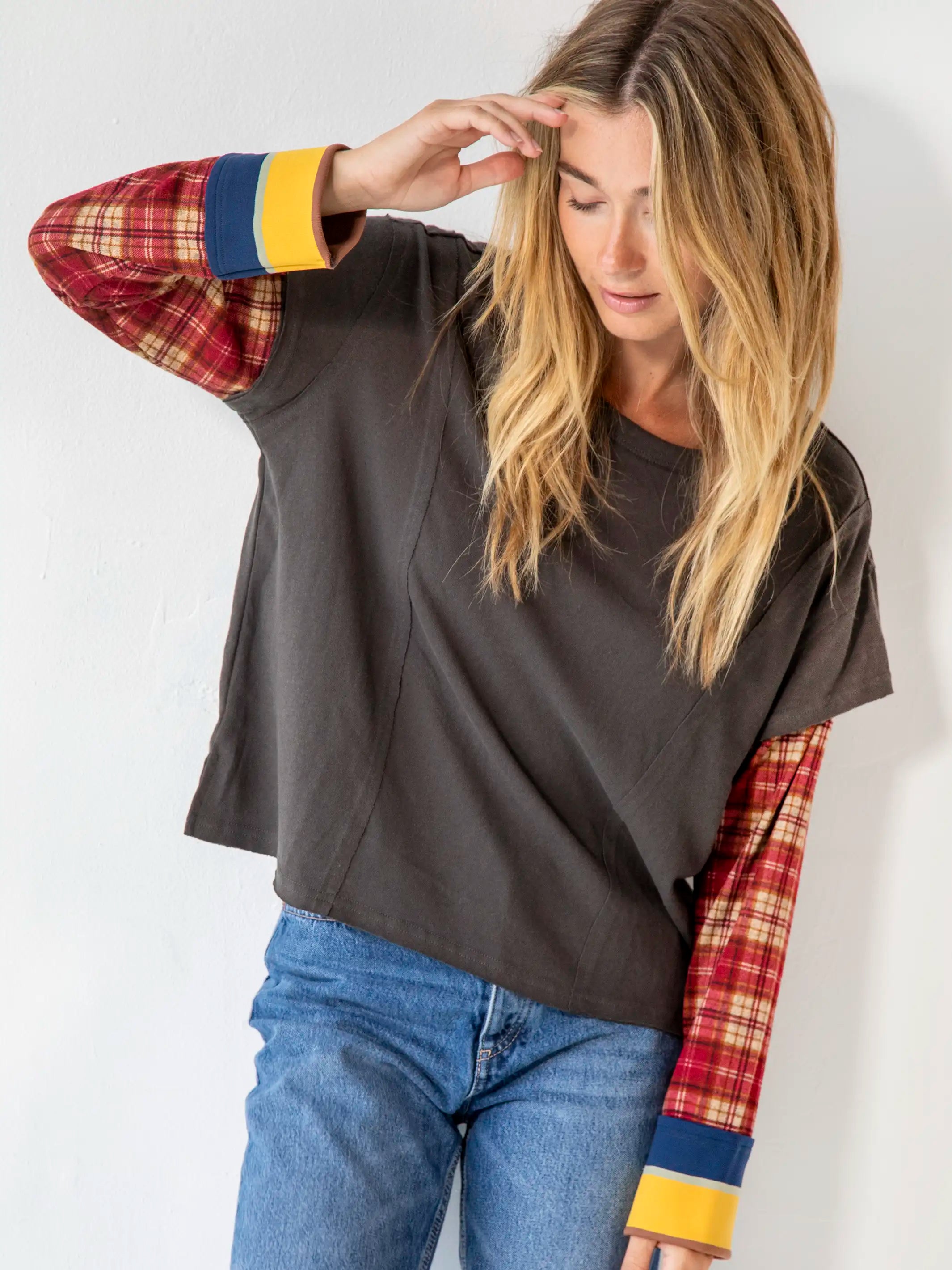 Flash SalePenny Layered Knit Top - Charcoal