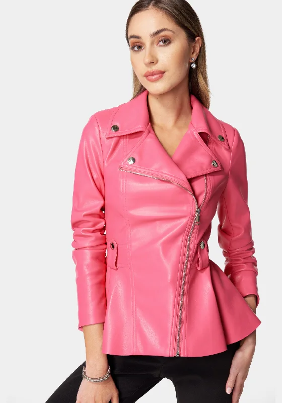 Outlet SaleVegan Leather Moto Peplum Jacket