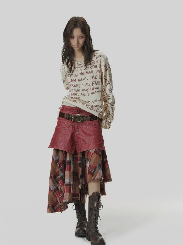 Holiday SalePatchwork tweed irregular high-waisted culottes【s0000006678】