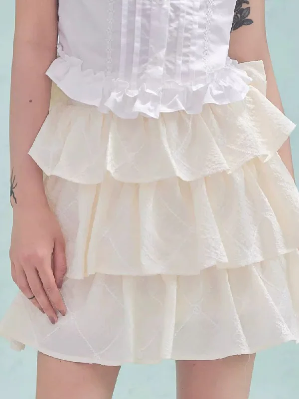 Father's Day SaleCrinkle Back Bow Cake Half Skirt【s0000006978】