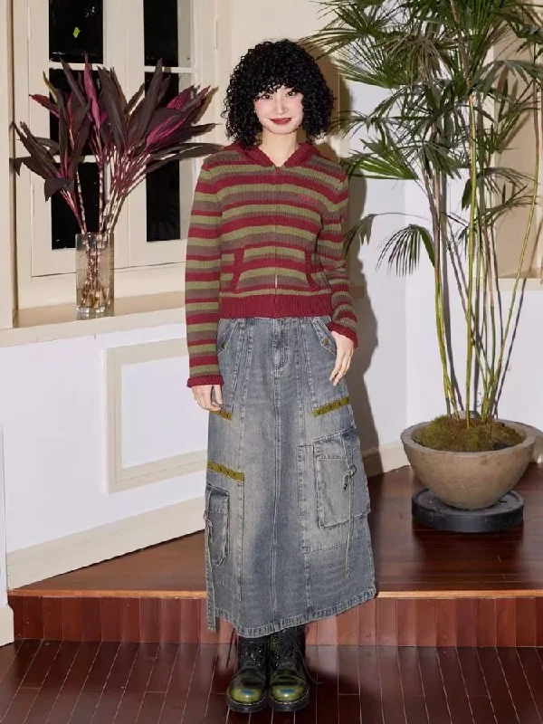 Coupon AvailableWorkwear denim mid-length bustier skirts【s0000007113】