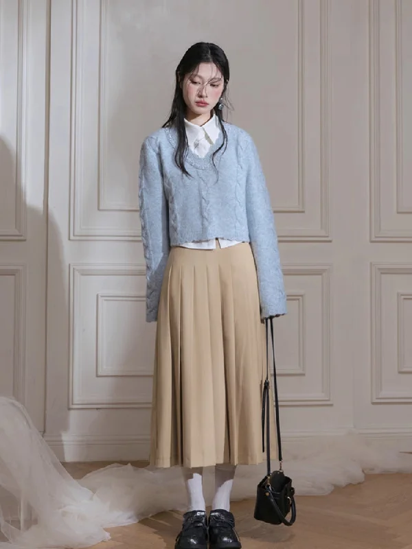 Overstock SalePleated long skirt【s0000007218】