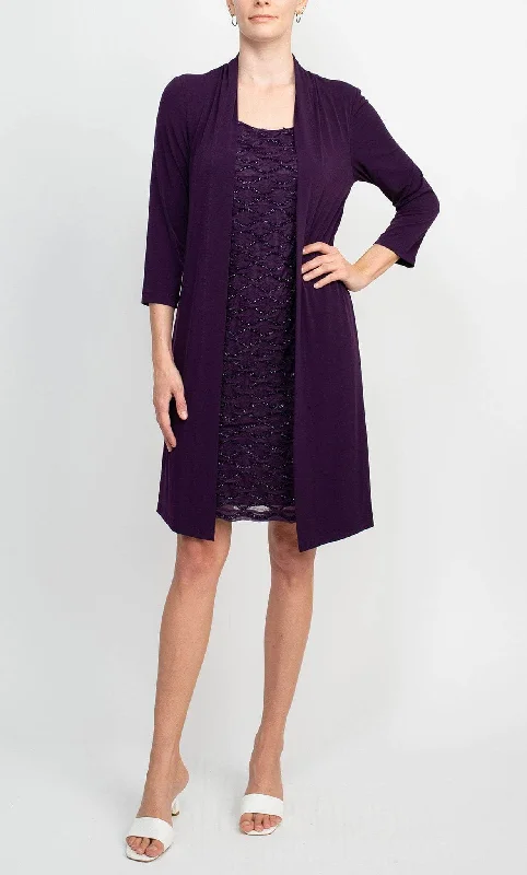 Mother's Day SaleConnected Apparel TKH40623 - Metallic Long Sleeve Evening Dress