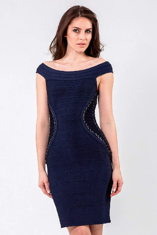 Hourly DealsTerani Couture - Dashing Bandage Off-Shoulder Dress 1523C0322